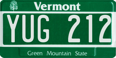 VT license plate YUG212