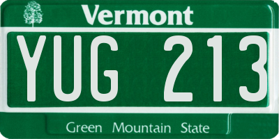 VT license plate YUG213