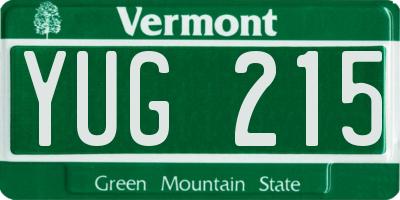 VT license plate YUG215