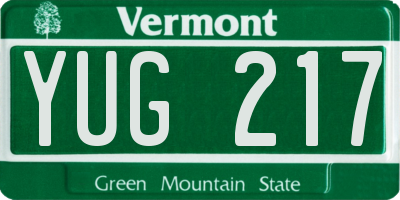 VT license plate YUG217