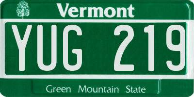 VT license plate YUG219