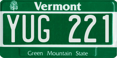 VT license plate YUG221
