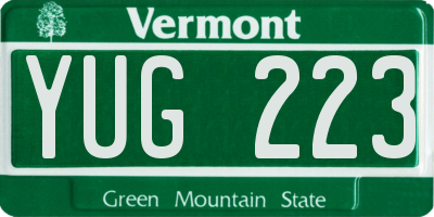 VT license plate YUG223