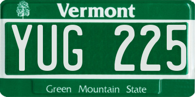 VT license plate YUG225