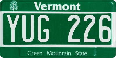 VT license plate YUG226