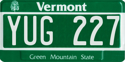VT license plate YUG227