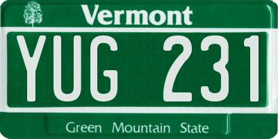 VT license plate YUG231