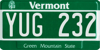 VT license plate YUG232
