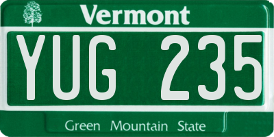 VT license plate YUG235