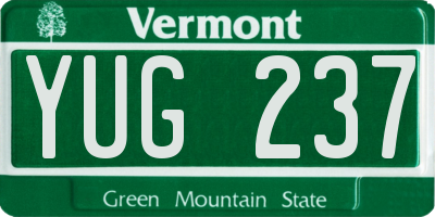 VT license plate YUG237