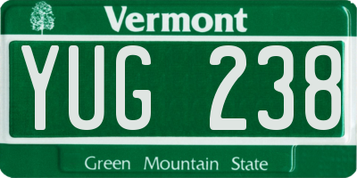 VT license plate YUG238