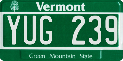 VT license plate YUG239