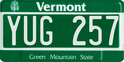 VT license plate YUG257