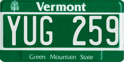 VT license plate YUG259