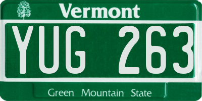 VT license plate YUG263
