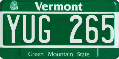 VT license plate YUG265