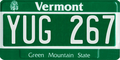 VT license plate YUG267