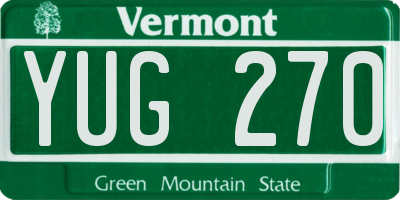 VT license plate YUG270