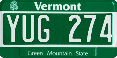 VT license plate YUG274