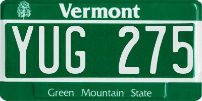 VT license plate YUG275
