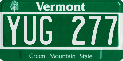 VT license plate YUG277