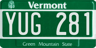 VT license plate YUG281