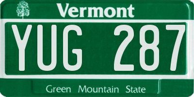 VT license plate YUG287