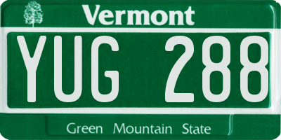 VT license plate YUG288