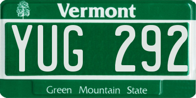 VT license plate YUG292