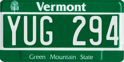 VT license plate YUG294