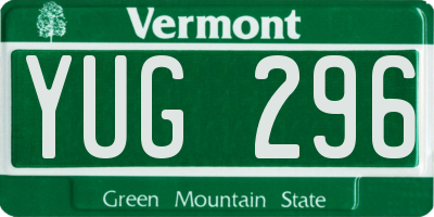 VT license plate YUG296