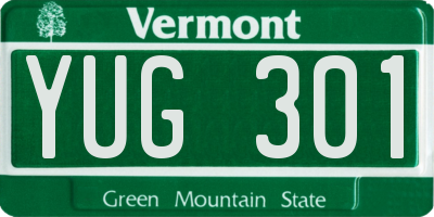 VT license plate YUG301