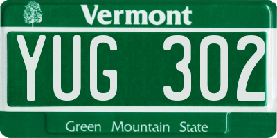 VT license plate YUG302