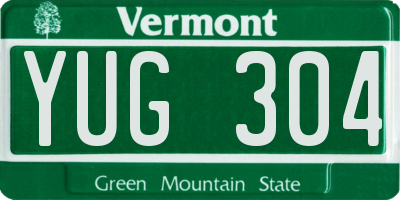 VT license plate YUG304