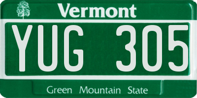 VT license plate YUG305