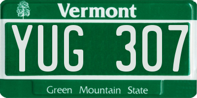 VT license plate YUG307