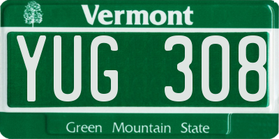 VT license plate YUG308