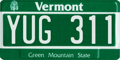 VT license plate YUG311