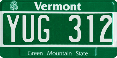 VT license plate YUG312