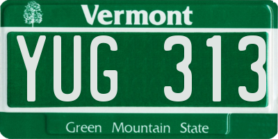 VT license plate YUG313