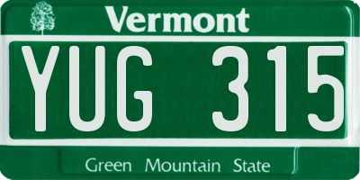 VT license plate YUG315