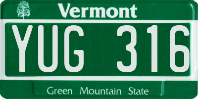 VT license plate YUG316
