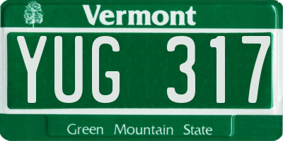 VT license plate YUG317