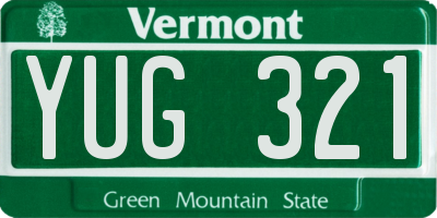VT license plate YUG321