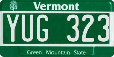 VT license plate YUG323