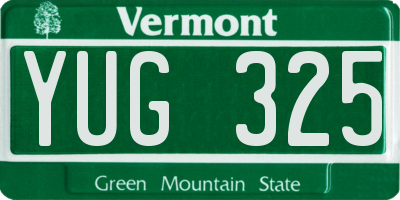 VT license plate YUG325