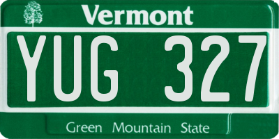 VT license plate YUG327