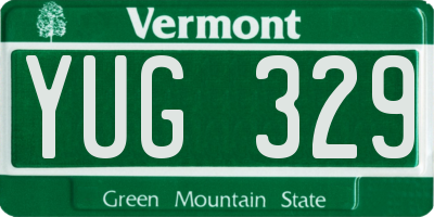 VT license plate YUG329