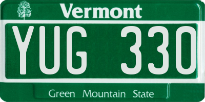 VT license plate YUG330