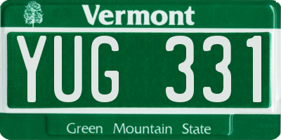 VT license plate YUG331